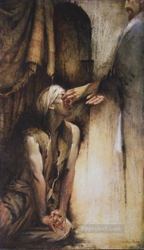 クリスチャン・イエス Painting - 彼は盲人の目に油を注いだ カトリッククリスチャン